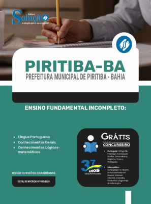 Apostila Prefeitura de Piritiba - BA  - Ensino Fundamental Incompleto - Imagem 1