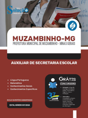 Apostila Prefeitura de Muzambinho - MG em PDF  - Auxiliar de Secretaria Escolar - Imagem 1