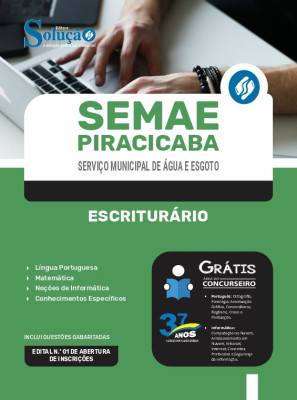 Apostila SEMAE Piracicaba - SP  - Escriturário - Imagem 3