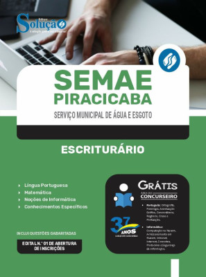 Apostila SEMAE Piracicaba - SP em PDF  - Escriturário - Imagem 1