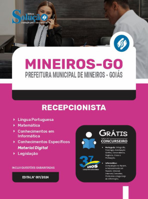 Apostila Prefeitura de Mineiros - GO em PDF  - Recepcionista - Imagem 1
