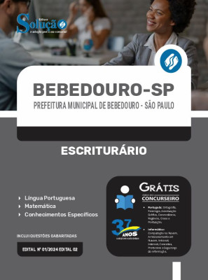 Apostila Prefeitura de Bebedouro - SP em PDF  - Escriturário - Imagem 1