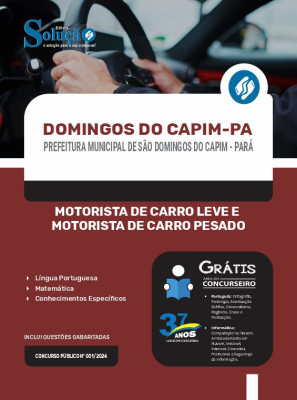 Apostila Prefeitura de São Domingos do Capim - PA em PDF  - Motorista de Carro Leve e Motorista de Carro Pesado - Imagem 1