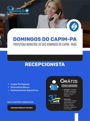Apostila Prefeitura de São Domingos do Capim - PA em PDF  - Recepcionista - Imagem 1