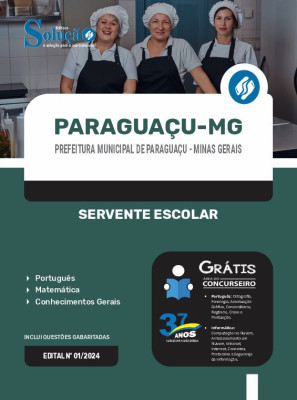 Apostila Prefeitura de Paraguaçu - MG em PDF  - Servente Escolar - Imagem 1