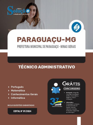Apostila Prefeitura de Paraguaçu - MG em PDF  - Técnico Administrativo - Imagem 1