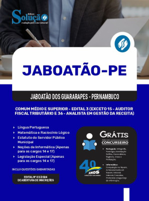 Apostila Prefeitura de Jaboatão dos Guararapes - PE  - Comum Médio e Superior - Edital 3 - Imagem 3