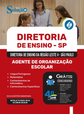Apostila Diretoria de Ensino da Região Leste 4 - SP  - Agente de Organização Escolar - Imagem 3