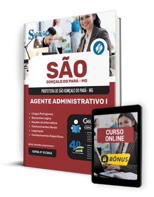 Apostila Prefeitura de São Gonçalo do Pará - MG  - Agente Administrativo I - Imagem 1