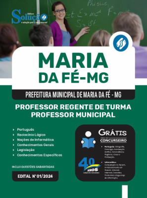 Apostila Prefeitura de Maria da Fé - MG em PDF  - Professor Regente de Turma - Professor Municipal - Imagem 1