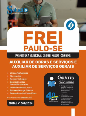 Apostila Prefeitura de Frei Paulo - SE em PDF  - Auxiliar de Obras e Serviços e Auxiliar de Serviços Gerais - Imagem 1