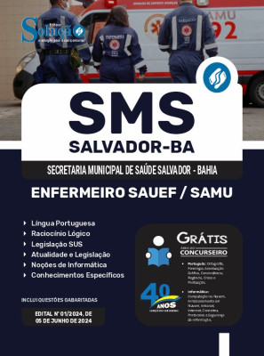 Apostila SMS Salvador em PDF  - Enfermeiro SAUEF/SAMU - Imagem 1