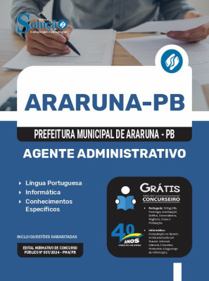 Apostila Prefeitura de Araruna - PB em PDF  - Agente Administrativo - Imagem 1
