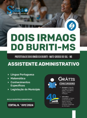 Apostila Prefeitura de Dois Irmãos do Buriti - MS em PDF  - Assistente Administrativo - Imagem 1