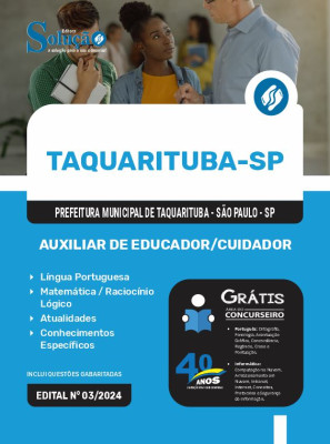 Apostila Prefeitura de Taquarituba - SP em PDF - Auxiliar de Educador/Cuidador  - Imagem 1
