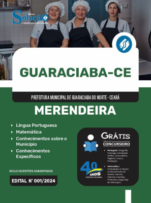 Apostila Prefeitura de Guaraciaba do Norte - CE em PDF  - Merendeira - Imagem 1