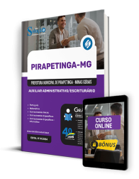 Capa Apostila Prefeitura de Pirapetinga - MG  - Auxiliar Administrativo/Escriturário