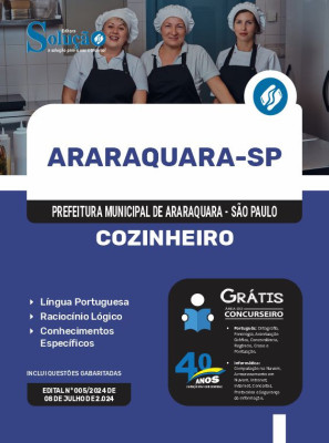 Apostila Prefeitura de Araraquara - SP em PDF  - Cozinheiro - Imagem 1