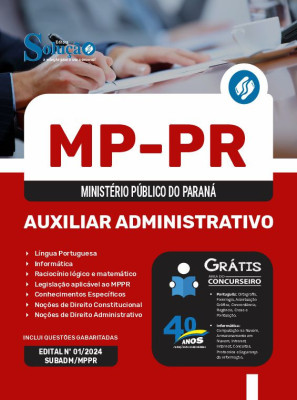 Apostila MP-PR em PDF  - Auxiliar Administrativo - Imagem 1