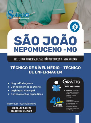 Apostila Prefeitura de São João Nepomuceno - MG  - Técnico de Nível Médio - Técnico de Enfermagem - Imagem 3
