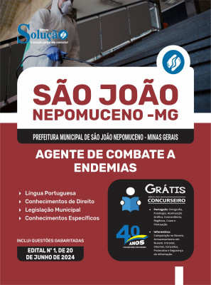 Apostila Prefeitura de São João Nepomuceno - MG em PDF  - Agente de Combate a Endemias - Imagem 1