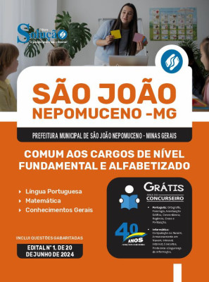 Apostila Prefeitura de São João Nepomuceno - MG em PDF  - Comum aos Cargos de Nível Fundamental e Alfabetizado - Imagem 1