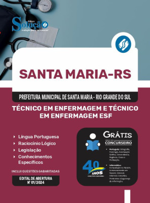 Apostila Prefeitura de Santa Maria - RS em PDF  - Técnico em Enfermagem e Técnico em Enfermagem ESF - Imagem 1
