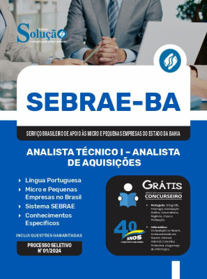 Apostila SEBRAE-BA em PDF  - Analista Técnico I - Analista de Aquisições - Imagem 1