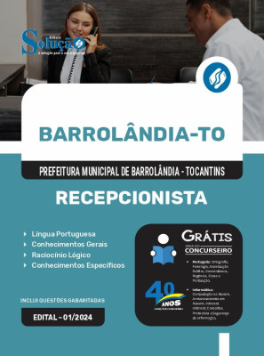 Apostila Prefeitura de Barrolândia - TO em PDF  - Recepcionista - Imagem 1