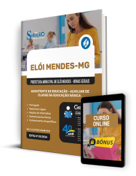 Capa Apostila Prefeitura de Elói Mendes - MG  - Assistente de Educação - Auxiliar de Classe da Educação Básica