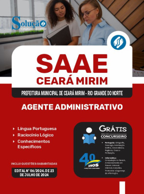 Apostila SAAE Ceará Mirim - RN  - Agente Administrativo - Imagem 3