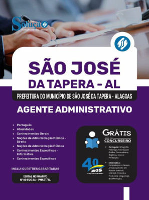 Apostila Prefeitura de São José da Tapera - AL em PDF  - Agente Administrativo - Imagem 1