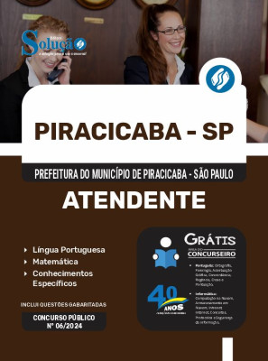 Apostila Prefeitura de Piracicaba - SP  - Atendente - Imagem 3