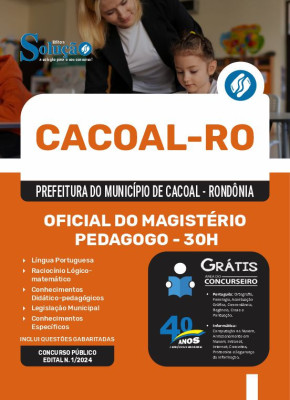 Apostila Prefeitura de Cacoal - RO em PDF  - Oficial do Magistério - Pedagogo - 30h - Imagem 1