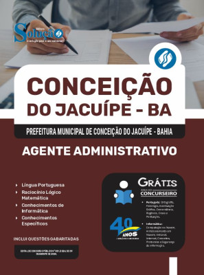 Apostila Prefeitura de Conceição do Jacuípe - BA em PDF  - Agente Administrativo - Imagem 1