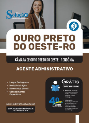Apostila Câmara de Ouro Preto do Oeste - RO  - Agente Administrativo - Imagem 3