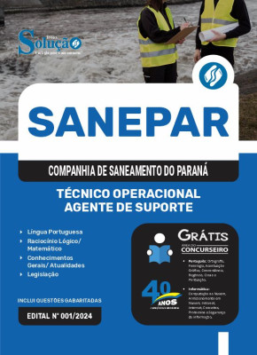 Apostila SANEPAR em PDF  - Técnico Operacional - Agente de Suporte - Imagem 1