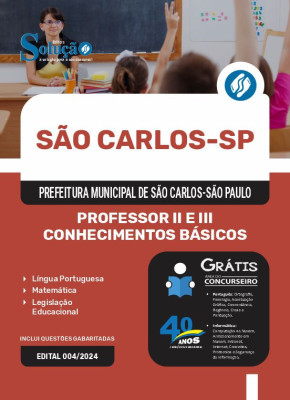 Apostila Prefeitura de São Carlos - SP em PDF  - Professor II e III - Conhecimentos Básicos - Imagem 1
