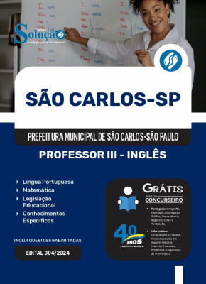 Apostila Prefeitura de São Carlos - SP em PDF  - Professor III - Inglês - Imagem 1