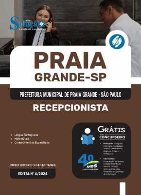 Apostila Prefeitura de Praia Grande - SP em PDF  - Recepcionista - Imagem 1