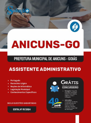 Apostila Prefeitura de Anicuns - GO em PDF  - Assistente Administrativo - Imagem 1