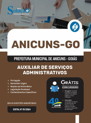 Apostila Prefeitura de Anicuns - GO em PDF  - Auxiliar de Serviços Administrativos - Imagem 1