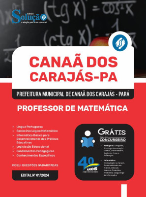 Apostila Prefeitura de Canaã dos Carajás - PA em PDF  - Professor de Matemática - Imagem 1
