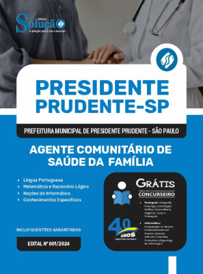 Apostila Prefeitura de Presidente Prudente - SP em PDF  - Agente Comunitário de Saúde da Família - Imagem 1