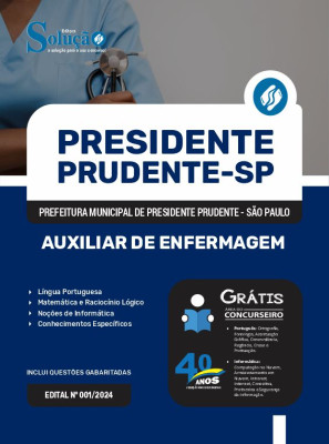 Apostila Prefeitura de Presidente Prudente - SP em PDF  - Auxiliar de Enfermagem - Imagem 1
