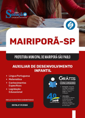 Apostila Prefeitura de Mairiporã - SP em PDF  - Auxiliar de Desenvolvimento Infantil - Imagem 1