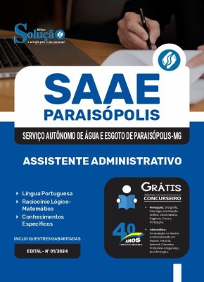 Apostila SAAE Paraisópolis - MG em PDF 2025 - Assistente Administrativo - Imagem 1