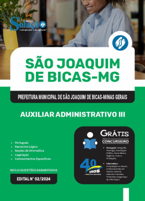 Apostila Prefeitura de São Joaquim de Bicas - MG 2025 - Auxiliar Administrativo III - Imagem 3