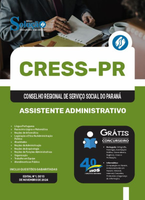 Apostila CRESS-PR em PDF 2025 - Assistente Administrativo - Imagem 1