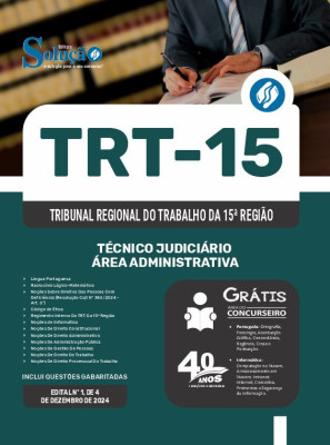 Apostila TRT 15 em PDF 2025 - Técnico Judiciário - Área Administrativa - Imagem 1